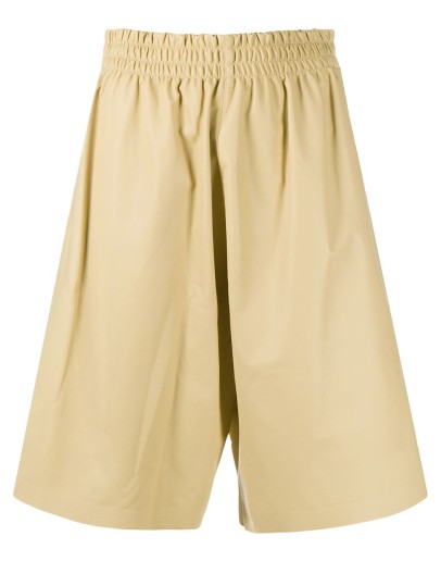 knee-length leather shorts
