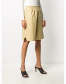 knee-length leather shorts