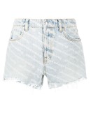 logo print denim shorts 