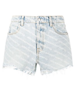 logo print denim shorts 