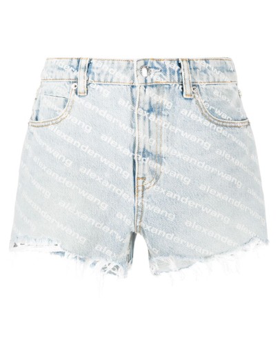 logo print denim shorts 