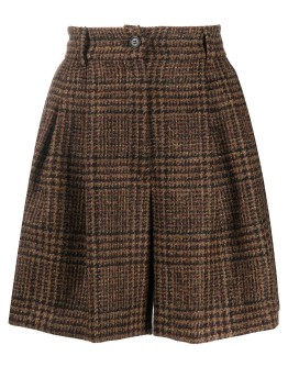 checked tweed shorts