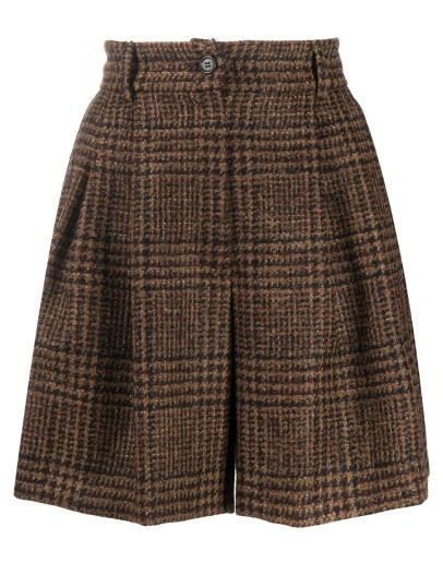 checked tweed shorts