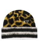 leopard-patterned beanie