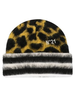 leopard-patterned beanie