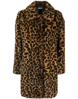 leopard-print single breasted coat 