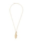leaf-pendant double-chain necklace