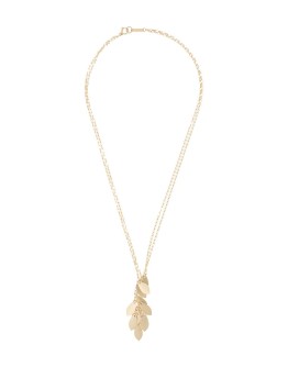 leaf-pendant double-chain necklace