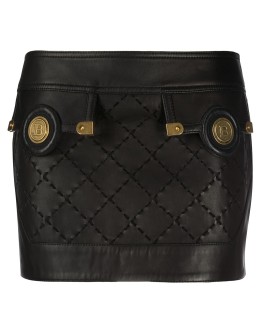 low-rise check mini skirt