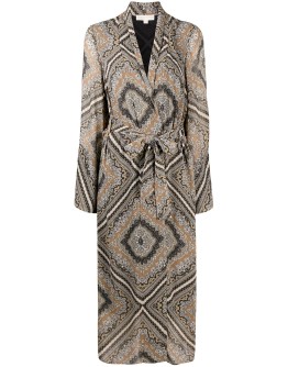 paisley-print belted coat
