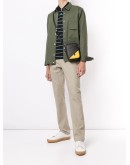 long sleeve stripe print polo shirt