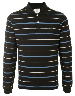 long sleeve stripe print polo shirt