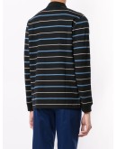 long sleeve stripe print polo shirt