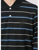 long sleeve stripe print polo shirt