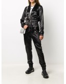 textured style front zip jumpsuit