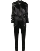 textured style front zip jumpsuit