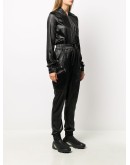 textured style front zip jumpsuit