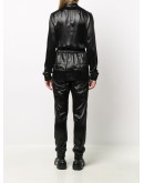 textured style front zip jumpsuit