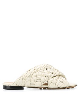 Intrecciato cross-strap mules