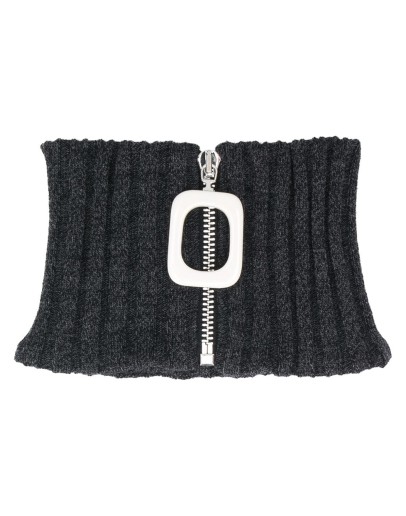 zip-detail ribbed snood