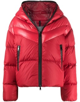 contrast padded jacket with logo detailing
