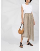 asymmetrical metallic pleated skirt