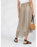 asymmetrical metallic pleated skirt