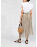 asymmetrical metallic pleated skirt