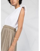 asymmetrical metallic pleated skirt