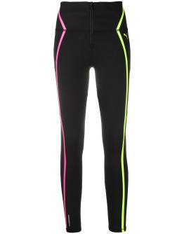 contrast panel front zip leggings