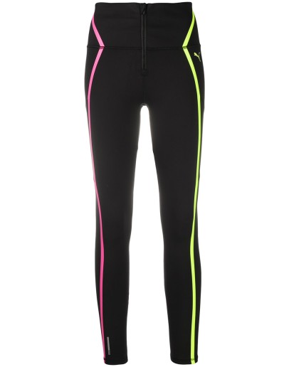 contrast panel front zip leggings