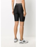 striped waistband logo patch cycling shorts