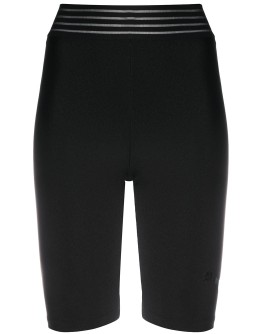 striped waistband logo patch cycling shorts