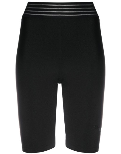 striped waistband logo patch cycling shorts