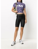striped waistband logo patch cycling shorts