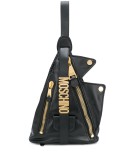 angular sheepskin backpack with gold logo lettering