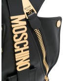 angular sheepskin backpack with gold logo lettering