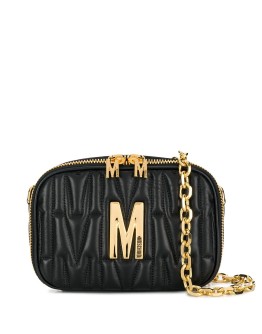 quilted multi-use bag with gold logo