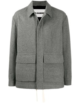 oversized drawstring-hem shirt jacket
