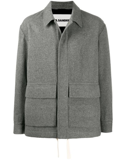 oversized drawstring-hem shirt jacket