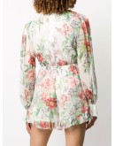 floral-print silk playsuit