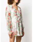 floral-print silk playsuit