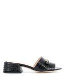 crocodile embossed logo plaque sandals