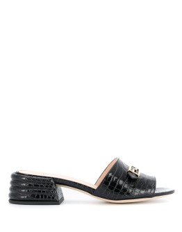crocodile embossed logo plaque sandals