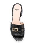 crocodile embossed logo plaque sandals