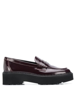 stacked heel loafers