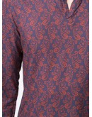 mandarin collar paisley print shirt