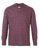 mandarin collar paisley print shirt