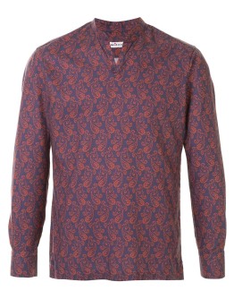 mandarin collar paisley print shirt