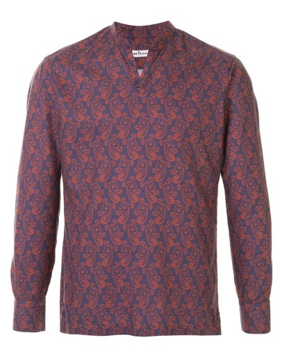 mandarin collar paisley print shirt